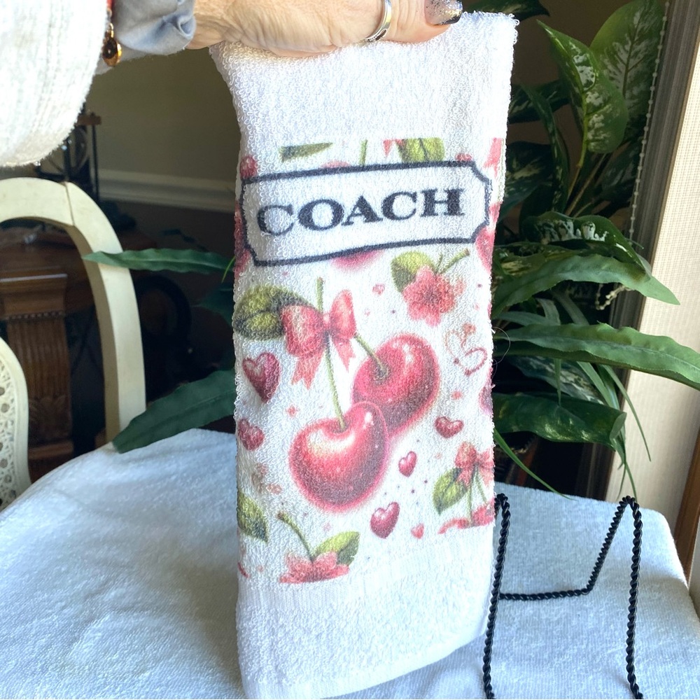 Hand crafted designer Cherry Print kitchen Towel NEW - Picture 2 of 7